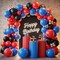 Red Blue Black Balloons, 60PCS Red and Blue Party Balloons, 12Inch Metallic Silver Balloons Dark Red Blue Confetti Balloons for Boys Birthday Graduation Baby Shower Party Decorations
